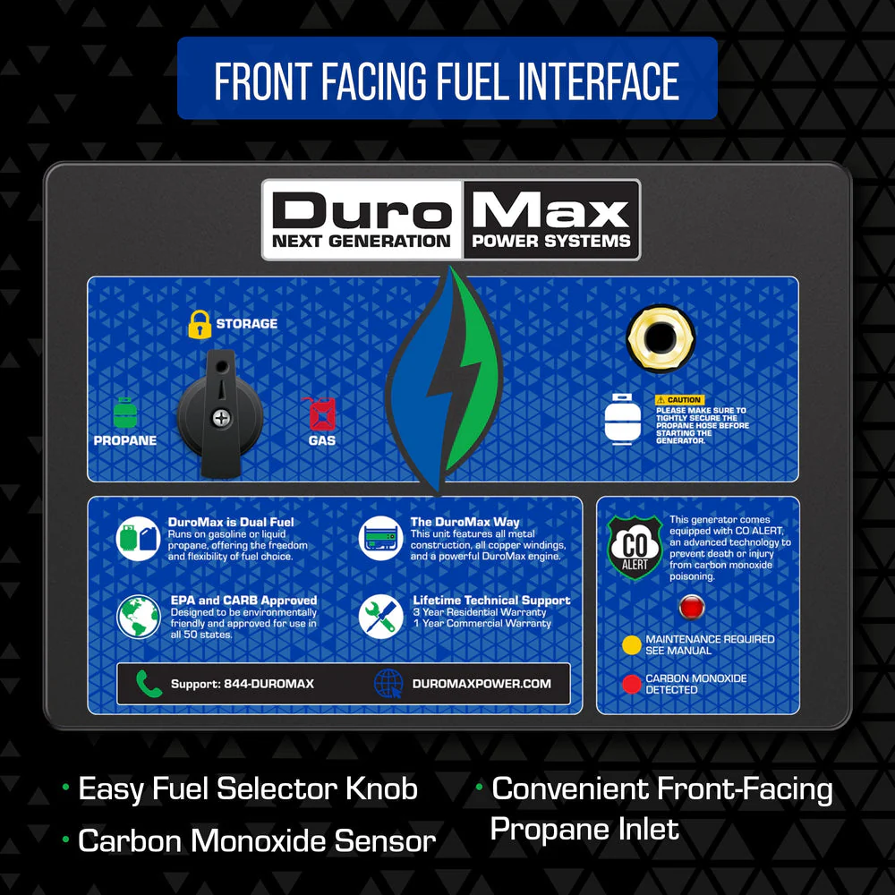 DuroMax XP12000HX 9500W/12000W Gasoline Propane Dual Fuel Generator with CO Alert Electric Start New