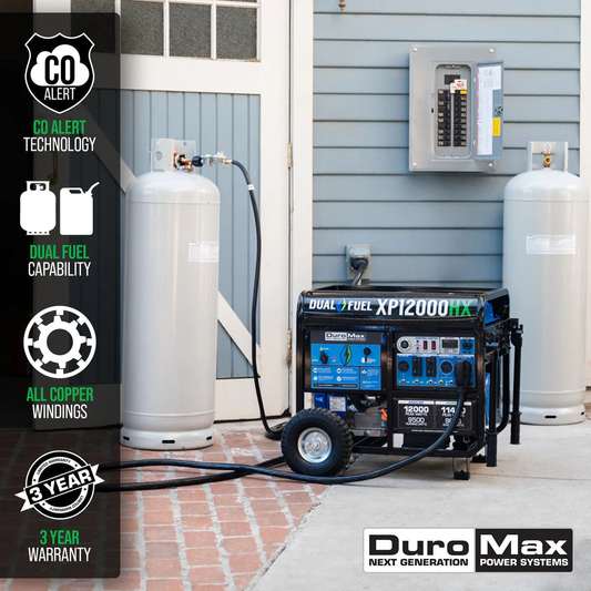 DuroMax XP12000HX 9500W/12000W Gasoline Propane Dual Fuel Generator with CO Alert Electric Start New