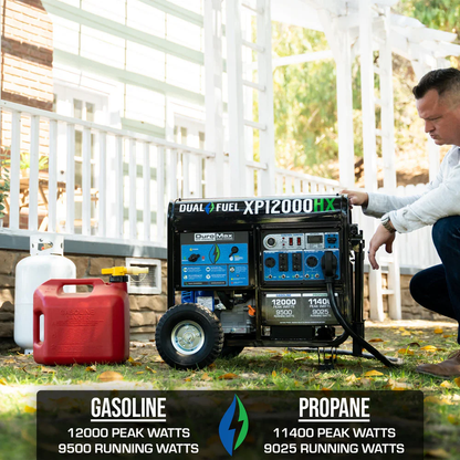 DuroMax XP12000HX 9500W/12000W Gasoline Propane Dual Fuel Generator with CO Alert Electric Start New